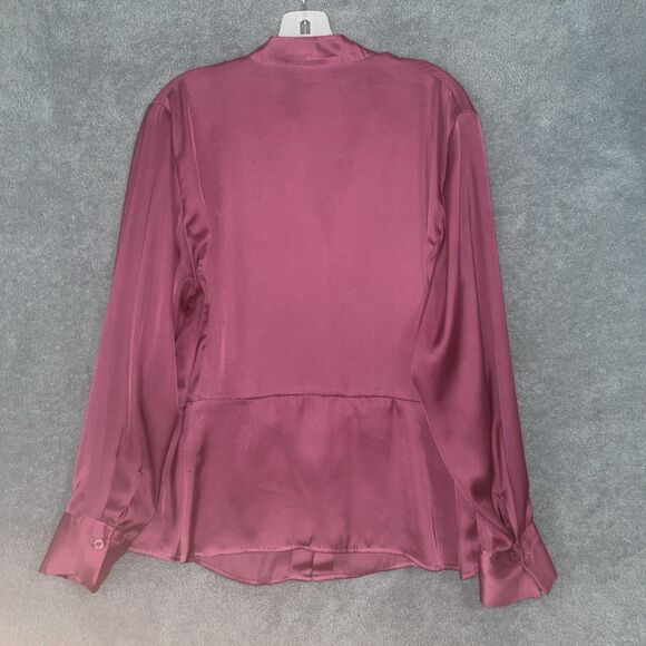 Jones New York Blouse Womens 1X Pink Button Up‎ V Neck Long Sleeve Satin Career - Picture 10 of 12